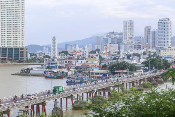 Vue Aérienne Pont Bong Dans Baie Nha Trang Province Khanh — Photo