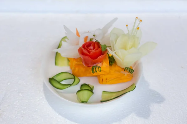 Closeup of Decorative Arts of Fruit & Vegetable Carving