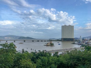 Aerial view Tran Phu Bridge in Nha Trang City, Vietnam
