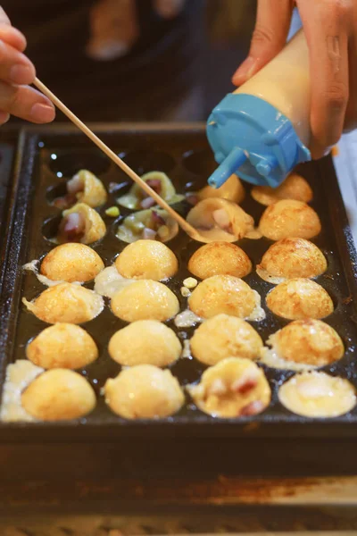 Takoyaki Sendo Preparado Thi Comida Rua Chi Minh Cidade — Fotografia de Stock