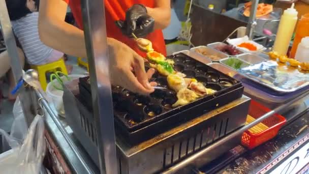 Wietnamski Gotowanie Takoyaki Thi Ulicy Żywności Chi Minh City — Wideo stockowe