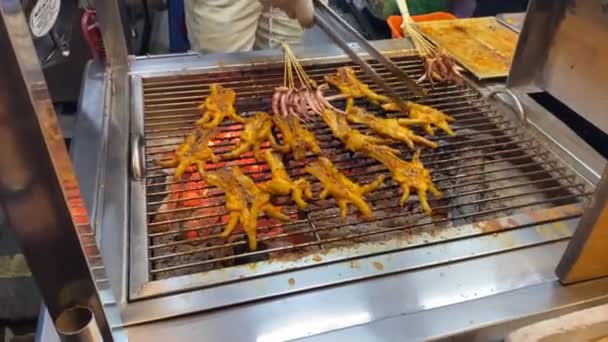 Vietnamese Grill Boneless Chicken Feet Thi Street Food Chi Minh — Stock Video