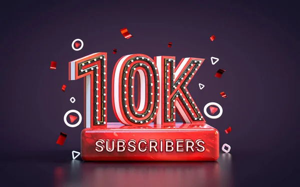 10K Suscriptores Celebración Diez Mil Seguidores Tarjeta Felicitación Redes Sociales — Foto de Stock