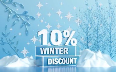 Sosyal medya tanıtım afişi için yüzde 10 indirimli indirim teklifi. 3d oluşturma