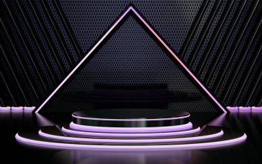 ürün sunumu için podyum sahnesi 3d olan mor soyut geometrik şekil arkaplanı