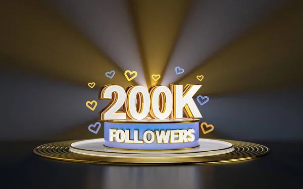 200K Anhänger Feier Danke Social Media Banner Mit Rampenlicht Gold — Stockfoto