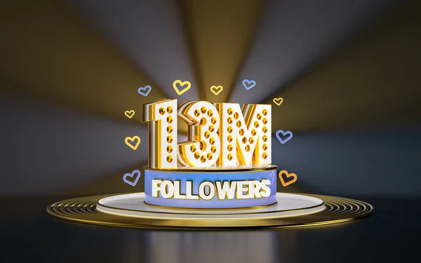 Мільйонів Послідовників Святкування Дякую Банер Соціальних Медіа Точковим Золотим Фоном — стокове фото