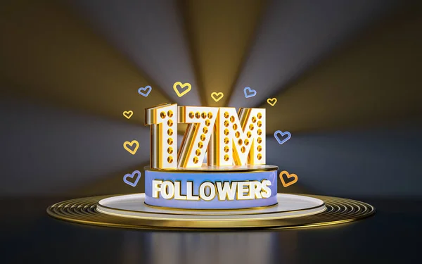 Мільйонів Послідовників Святкування Дякую Банер Соціальних Медіа Точковим Золотим Фоном — стокове фото