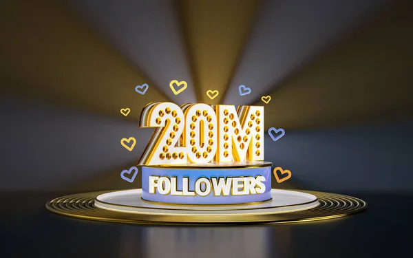 Celebración Millones Seguidores Gracias Banner Redes Sociales Con Fondo Oro —  Fotos de Stock