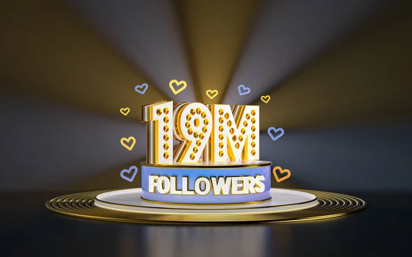 Святкування Мільйонів Послідовників Дякую Банер Соціальних Мереж Точковим Золотим Фоном — стокове фото