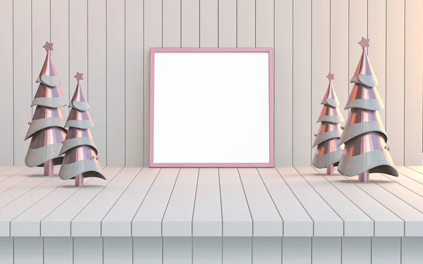 Interior Moderno Luxo Branco Com Árvore Natal Foto Quadro Cartaz — Fotografia de Stock