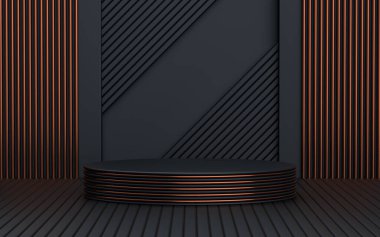 koyu lüks metalik görünüş soyut boş uzay podyumu ürün tanıtımı için, 3D görüntüleme