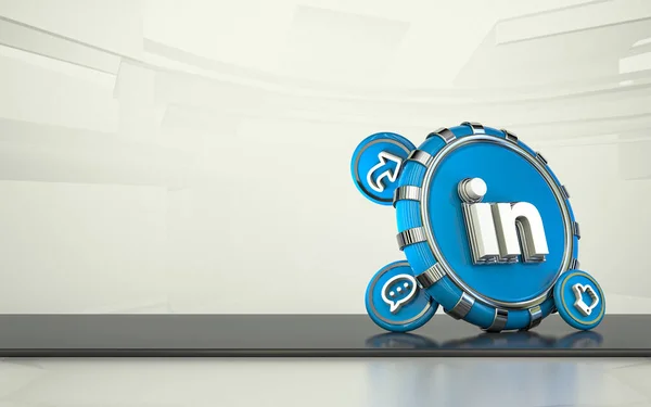 Linkedin Rendering Social Media Icon Isolated Background Social Media Elements — Stock Photo, Image