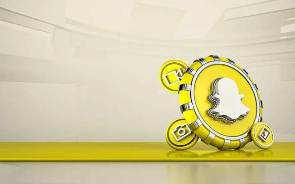 Snapchat Representación Los Medios Sociales Icono Aislado Fondo Elementos Medios — Foto de Stock