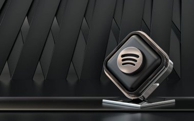 3d Spotify simgesi sosyal medya afişi karanlık soyut arkaplan Premium Fotoğrafı