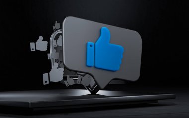 Kapak, kart, sosyal medya, poster için simge 3d gibi koyu arkaplan çizimi