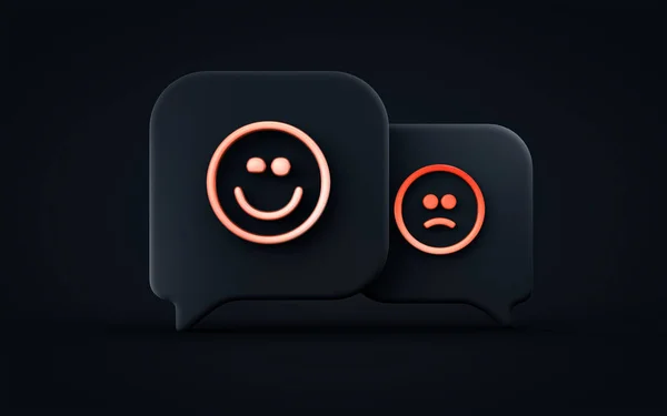 3d rendering emotional intelligence scale feedback sad, happy funny cartoon Emoji for social banner
