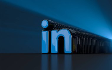linkedin işareti ikonik arkaplan günışığı gerçekçi görünüm sosyal afiş için sembol, poster 3D görüntüleme