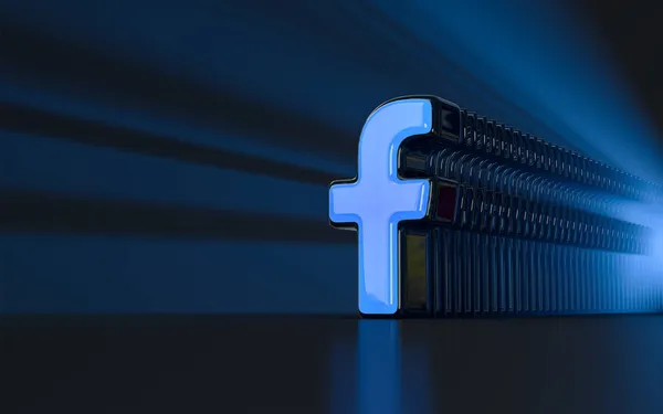 Facebook Zeichen Ikonischer Hintergrund Sonnenstrahl Realistisches Aussehen Symbol Für Soziale — Stockfoto