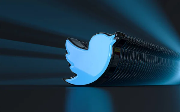 Twitter Segno Iconico Sfondo Raggio Sole Realistico Sguardo Simbolo Banner — Foto Stock