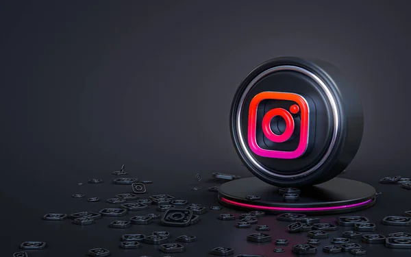 Instagram Signo Renderizado Abstracto Oscuro Realista Fondo Icónico Para Plantilla —  Fotos de Stock