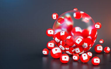 youtube sosyal afiş poster şablonu için soyut cam baloncuk ikonik arkaplanı imzala 3d oluşturma