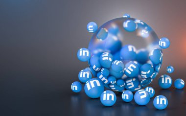 linkedin imzası sosyal afiş poster şablonu için soyut cam kabarcık ikonik arkaplan 3d oluşturma