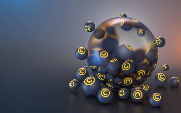 Авторские Права Знак Абстрактный Стеклянный Пузырь Знаковый Фон Социального Шаблона — стоковое фото