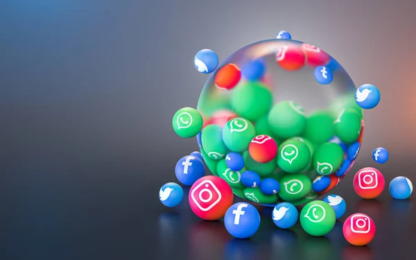 Sociální Média Znamení Abstraktní Sklo Bublina Ikonické Pozadí Pro Sociální — Stock fotografie