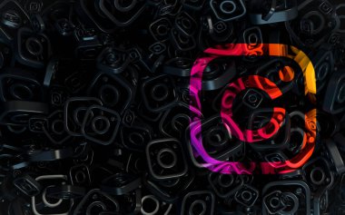 Web ve sosyal afiş reklamları için karanlık soyut simge arkaplanı imzala 3d
