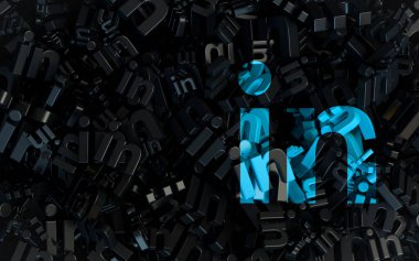 linkedin imzası Web ve sosyal afiş 3d oluşturma için koyu soyut simge arkaplan