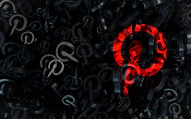 pinterest işareti Web ve sosyal afiş 3d oluşturma için karanlık soyut simge arkaplan