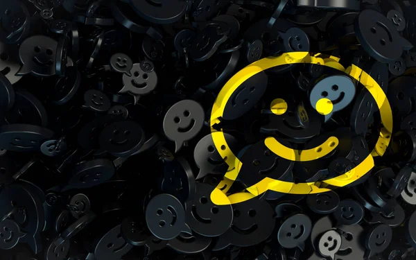 Glimlach Commentaar Emoji Donker Abstract Vorm Iconische Achtergrond Voor Web — Stockfoto