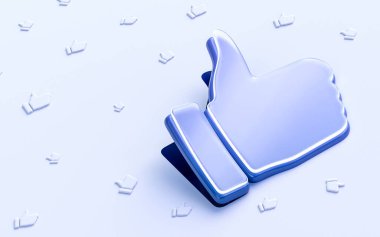 Sosyal afiş web şablonu için beyaz arkaplanda katlanan başparmak işareti gibi 3d oluşturma kavramı