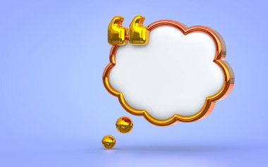 altın tırnak kutusu çerçeve boş uzay günlüğü şablonu mavi arkaplan 3d metin hazırlama kavramı