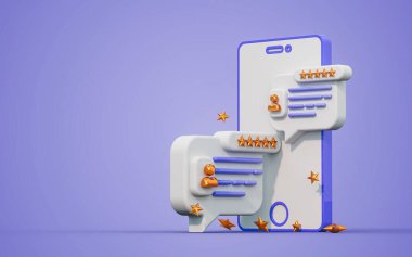 Müşteri ya da istemci beş yıldızlı değerlendirme deneyimi tatmini arka planı 3d yorumlama kavramları