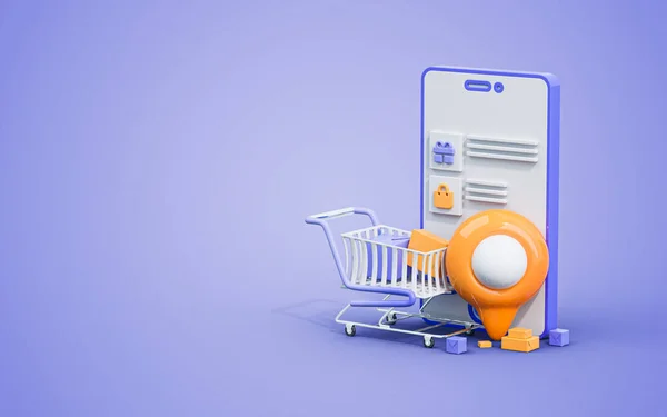 Location Pin Boxes Shopping Cart Online Orders Delivery Tracking Parcel — Stock Photo, Image