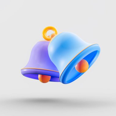 Beyaz arkaplan 3d oluşturma kavramında çan işareti sohbet bildirim simgesi