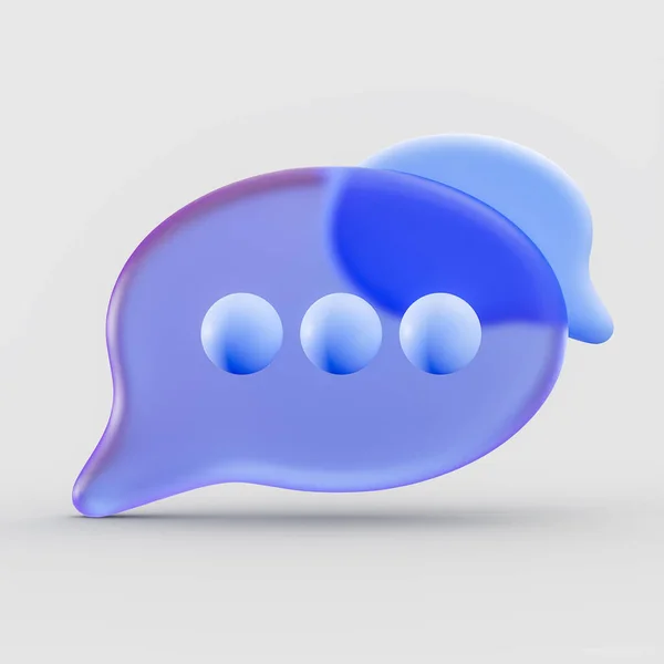 Chat Message Icon Speech Glass Morphism Bubble Realistic Symbol White — 图库照片