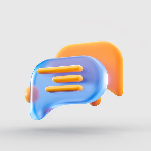 语音玻璃造型上的聊天消息图标 白色背景上的泡沫现实符号3D渲染 — 图库照片