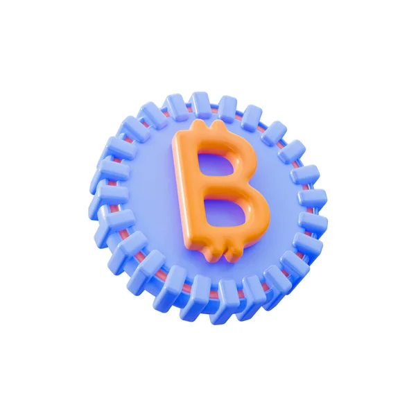 Bitcoin Kryptowährung Symbol Auf Weißem Hintergrund Renderkonzept — Stockfoto