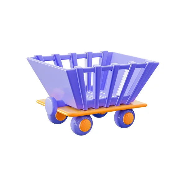 Mining Cart Bitcoin Lorry Minecart Icon White Background Render Concept — Fotografia de Stock