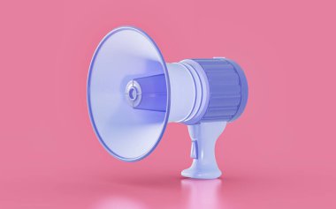 Pembe arkaplandaki megafon simgesi Çevrimiçi reklam duyurusu için 3d yorumlama kavramı