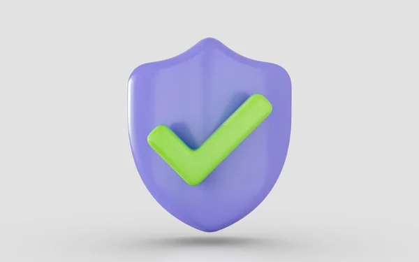 Checkmark Shield Icon Render Concept Online Cyber Problem Solution Checking — Stockfoto