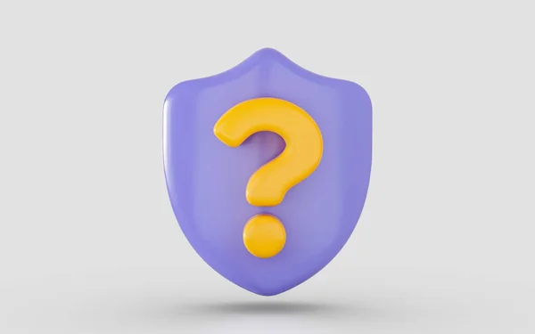 Question Mark Shield Icon Render Concept Online Cyber Problem Solution — Zdjęcie stockowe