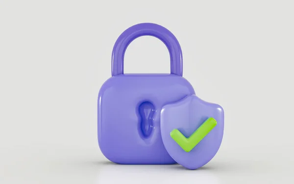 Security Guard Lock Shield Checkmark Icon Render Concept Cyber Safety — Stockfoto