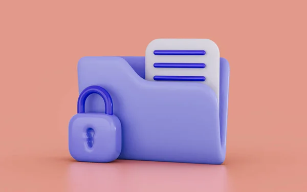 Folder Icon Lock List Background Render Concept Personal Data Information — Zdjęcie stockowe
