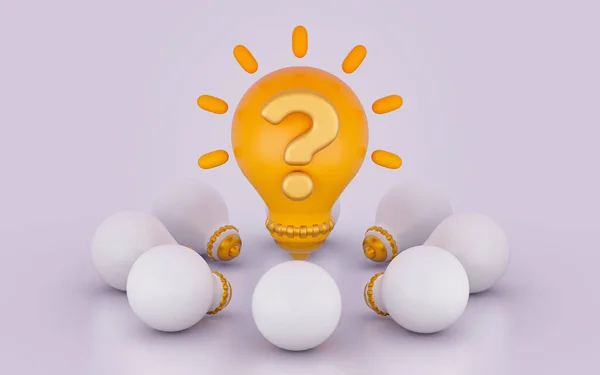 Light Bulb Question Mark Glossy Bright Realistic Sign White Background — Stok fotoğraf