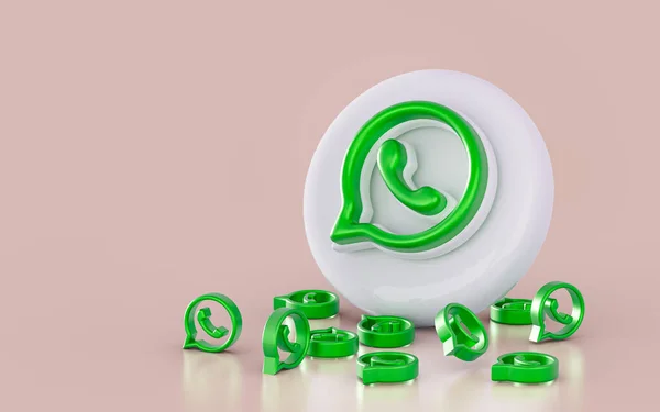 Ρεαλιστικό Εικονίδιο Υπογραφής Whatsapp Στο Λευκό Γυαλιστερό Φόντο Καθιστούν Την — Φωτογραφία Αρχείου