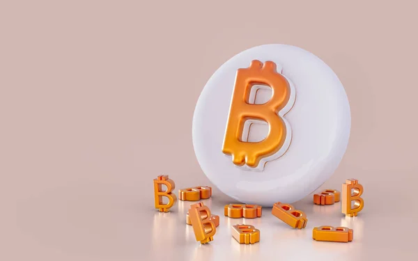 Realistische Kryptowährung Bitcoin Zeichen Symbol Auf Dem Weißen Hochglanz Hintergrund — Stockfoto